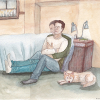 two men sitting in each other's arms